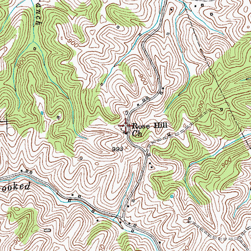 Topographic Map of Rose Hill Church Cemetery, KY