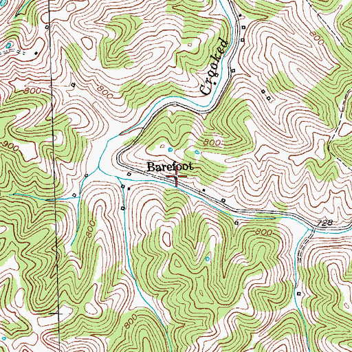 Topographic Map of Barefoot Post Office (historical), KY