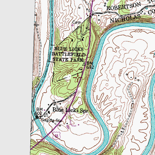 Topographic Map of Cedar Hill, KY