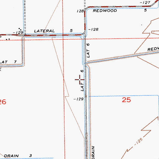 Topographic Map of Lateral Six, CA