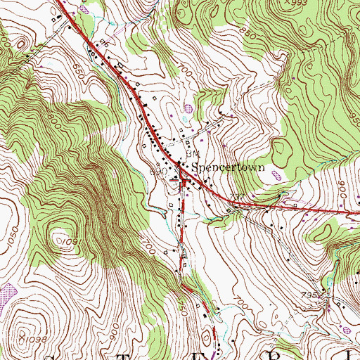 Topographic Map of Spencertown Cemetery, NY