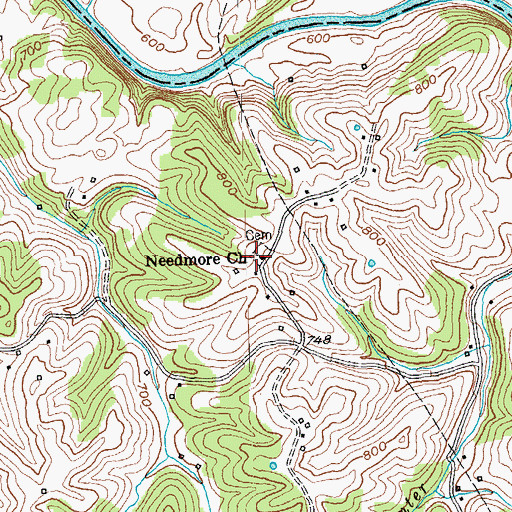 Topographic Map of Needmore Church Cemetery, KY