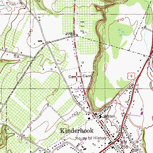 Topographic Map of Kinderhook Cemetery, NY
