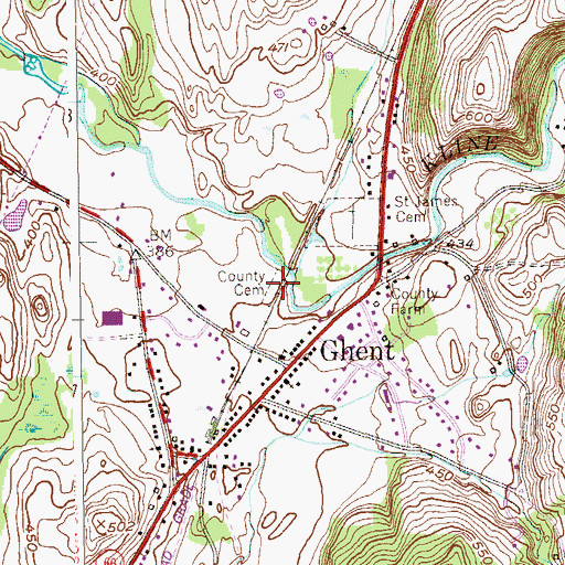 Topographic Map of Columbia County Cemetery, NY