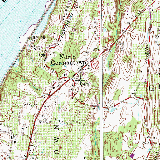 Topographic Map of Methodist Cemetery, NY