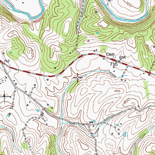 Topographic Map of Martins Lake, KY