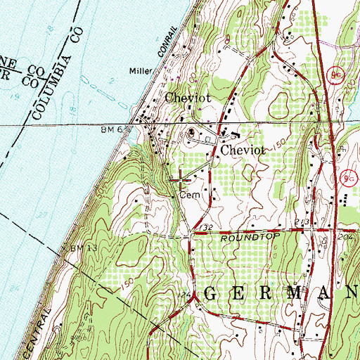 Topographic Map of Cheviot Cemetery, NY