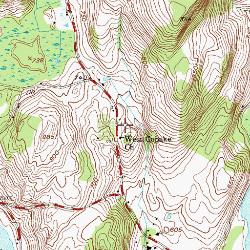 Topographic Map of West Copake Cemetery, NY