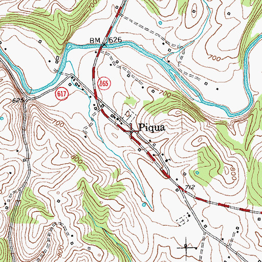 Topographic Map of Piqua Post Office (historical), KY