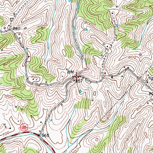 Topographic Map of Burika Post Office (historical), KY