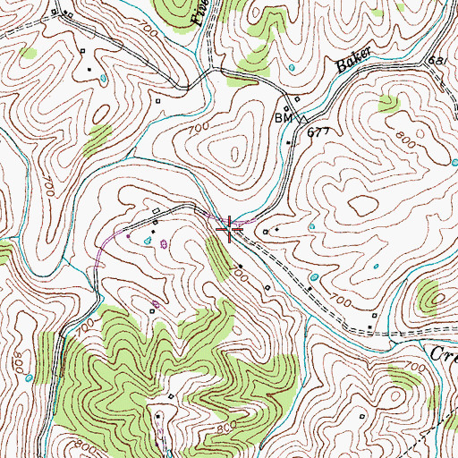 Topographic Map of Johnson Creek Covered Bridge (historical), KY