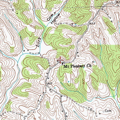 Topographic Map of Mount Pleasant (historical), KY