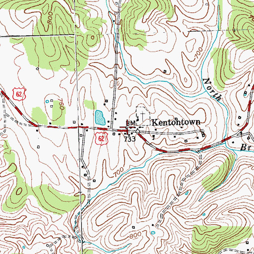 Topographic Map of Kentontown Post Office (historical), KY