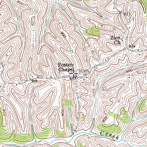 Topographic Map of Fosters Chapel Cemetery, KY