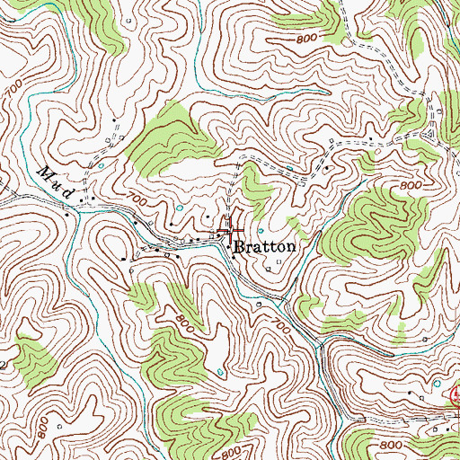 Topographic Map of Bratton Post Office (historical), KY
