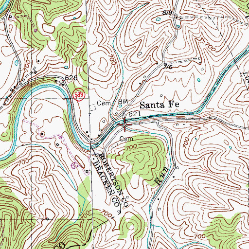 Topographic Map of Santafe Post Office (historical), KY