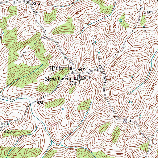 Topographic Map of New Corinth Church Cemetery, KY