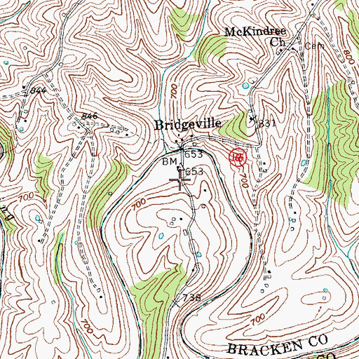 Topographic Map of Bridgeville School (historical), KY