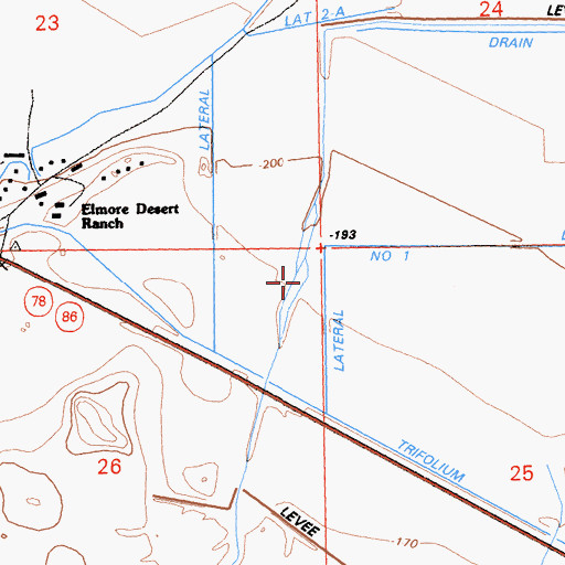 Topographic Map of Lateral Number One, CA