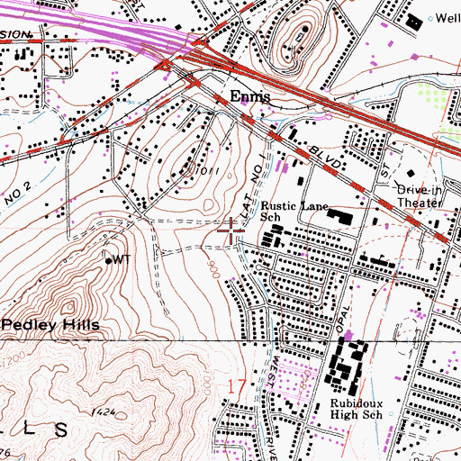 Topographic Map of Lateral Number One, CA
