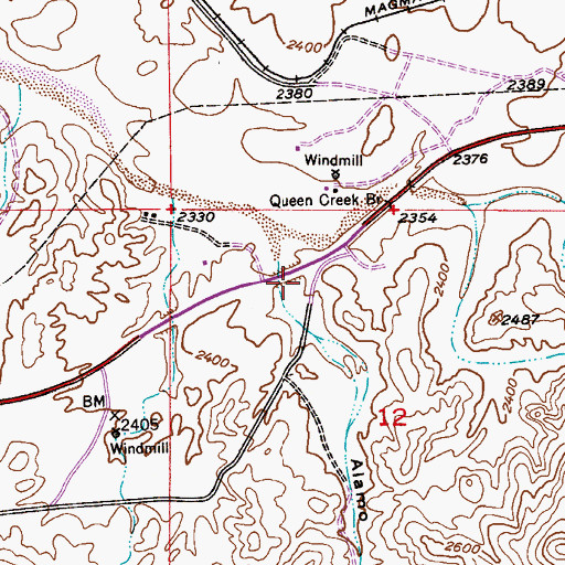 Topographic Map of Alamo Canyon, AZ