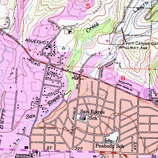 Topographic Map of Lauro Canyon, CA