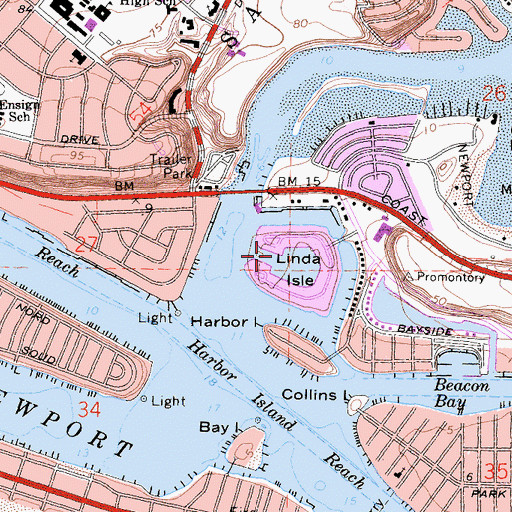 Topographic Map of Linda Isle, CA