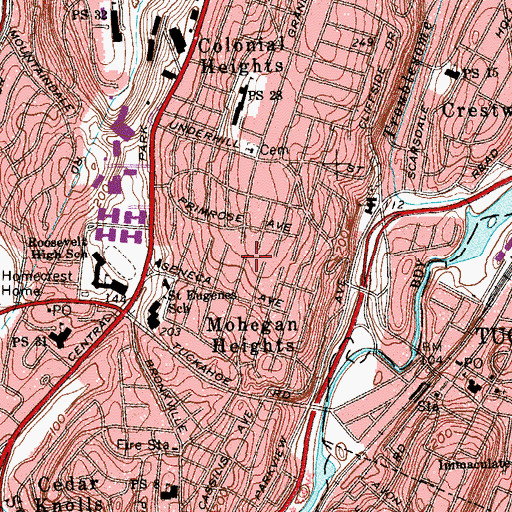 Topographic Map of Beverly Crest, NY
