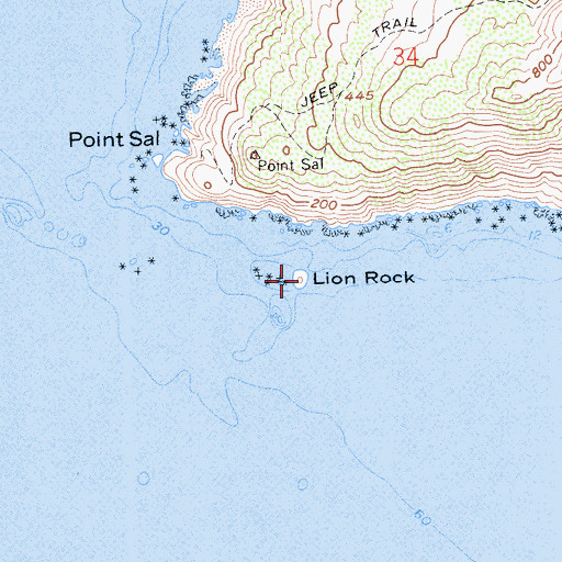 Topographic Map of Lion Rock, CA