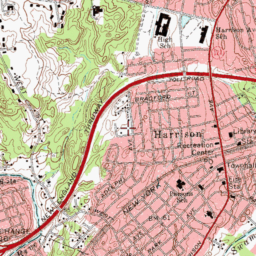 Topographic Map of Brentwood Youth Memorial Park, NY