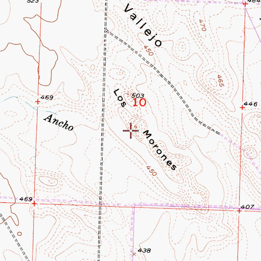 Topographic Map of Los Morones, CA