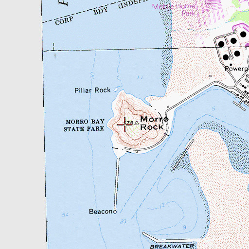 Topographic Map of Morro Rock, CA