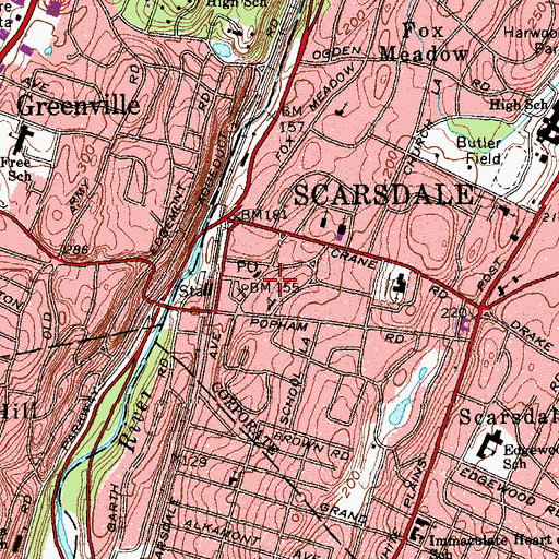 Topographic Map of Chase Road Park, NY