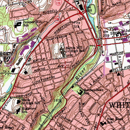 Topographic Map of Chatterton Hill, NY