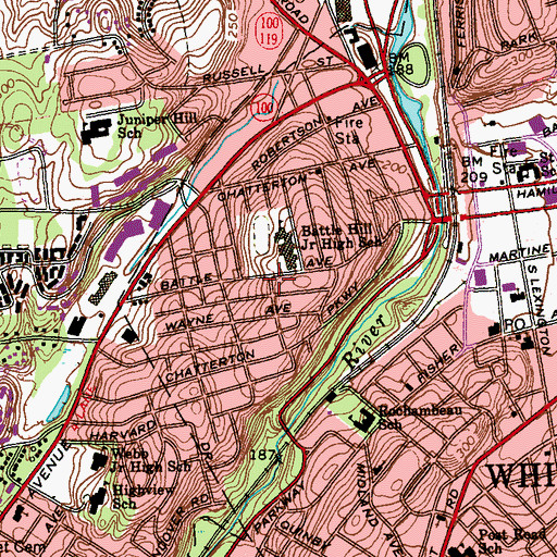 Topographic Map of Battle Hill, NY