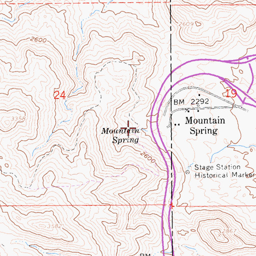 Topographic Map of Mountain Spring, CA