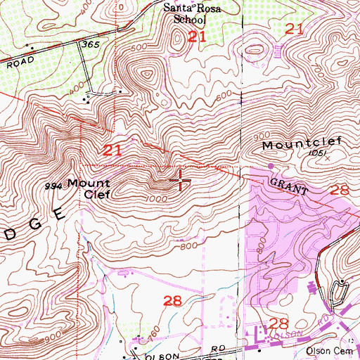 Topographic Map of Mountclef Village, CA