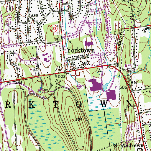 Topographic Map of Downing Park, NY