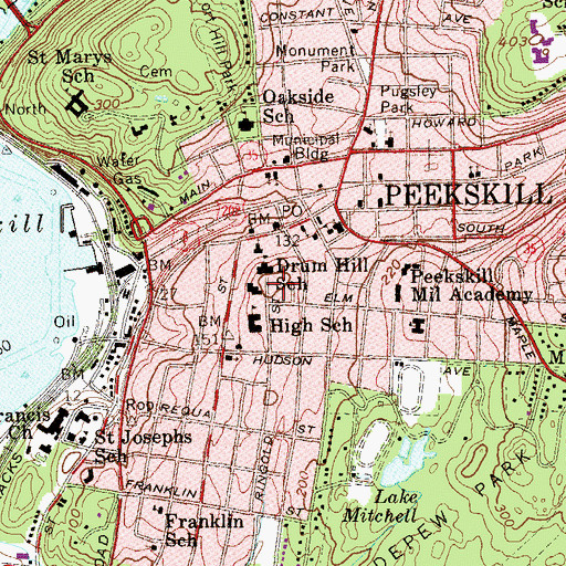 Topographic Map of Drum Hill, NY