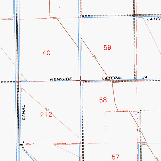 Topographic Map of Newside Lateral Three-A, CA
