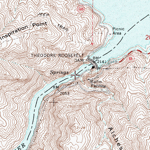 Topographic Map of Alchesay Canyon, AZ