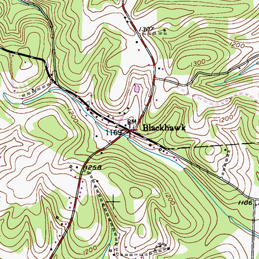 Topographic Map of Blackhawk Post Office (historical), PA