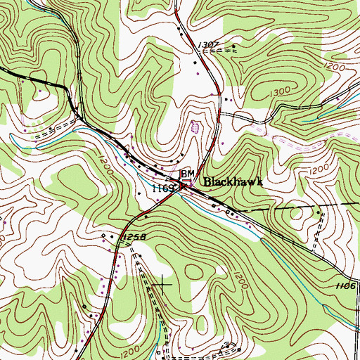 Topographic Map of Blackhawk Grange Hall (historical), PA