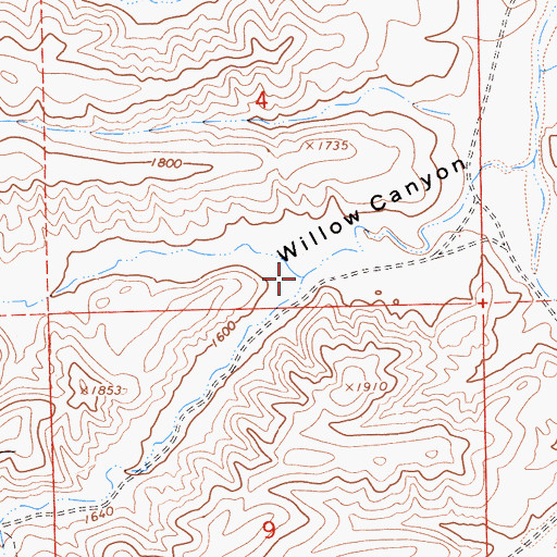 Topographic Map of North Fork Willow Canyon, CA