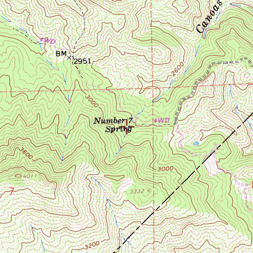 Topographic Map of Number Seven Spring, CA
