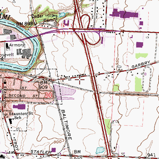 Topographic Map of Whitackers Court, OH