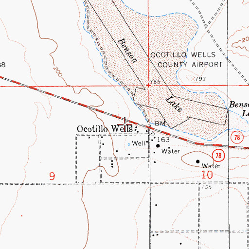 Topographic Map of Ocotillo Wells, CA