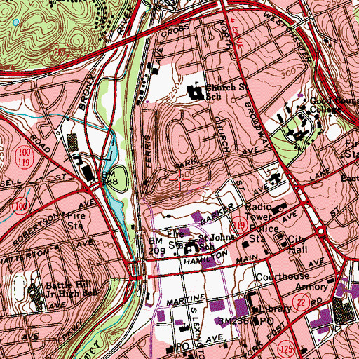 Topographic Map of Jacob Purdy Park, NY