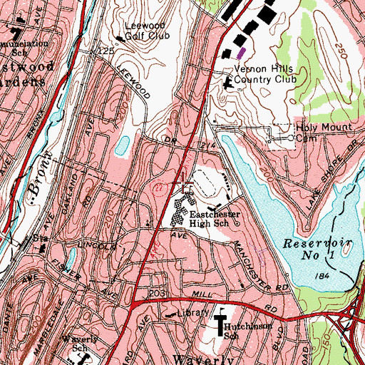 Topographic Map of Eastchester Memorial Park, NY