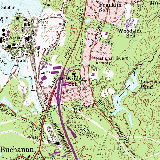 Topographic Map of Friendly Town Memorial Park, NY